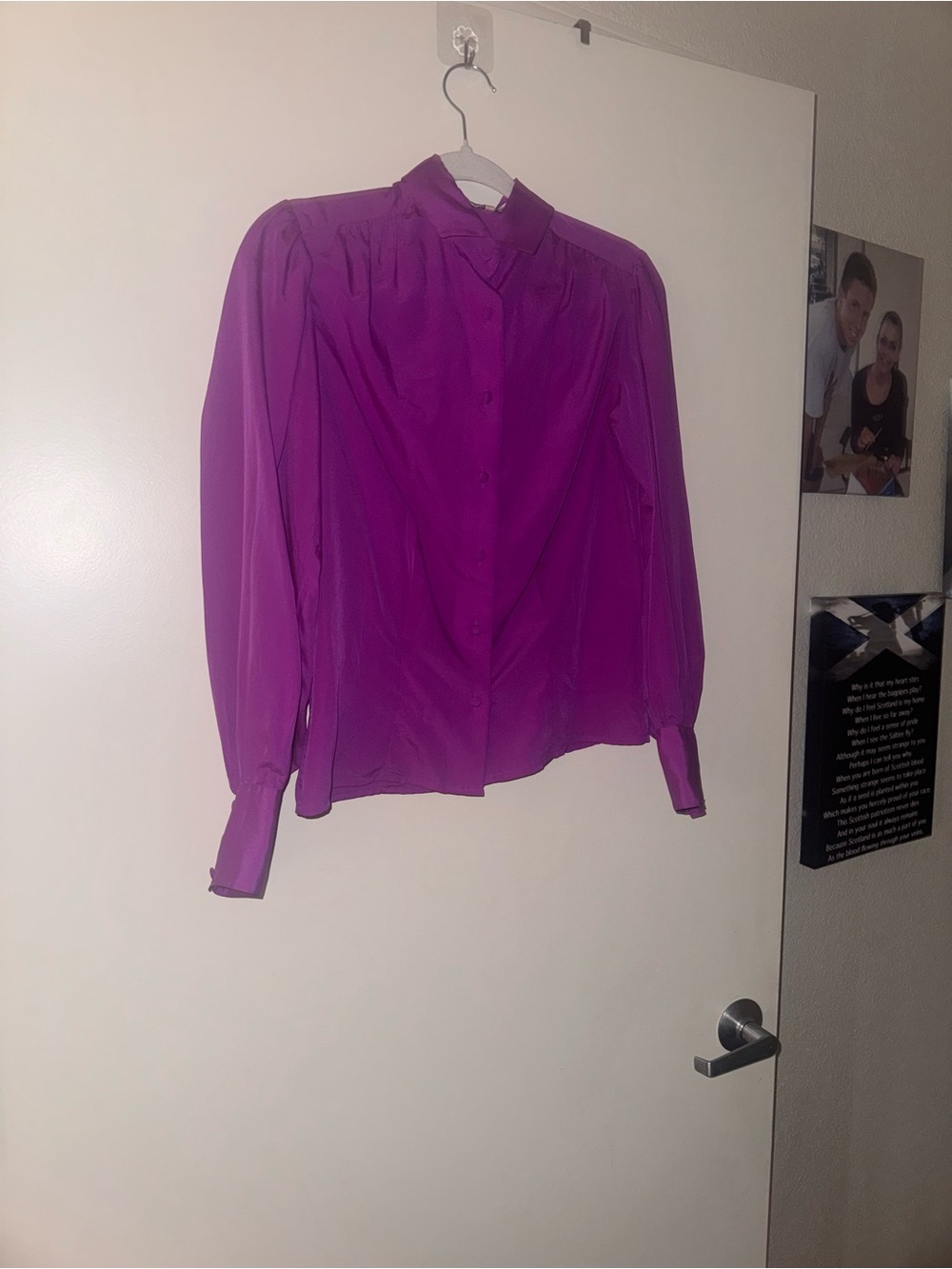 Women’s Purple Button-Front Long Sleeve Blouse